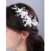 JWICOS Bride Pearl Wedding Hair Comb Flower Wedding Headpiece for Bride Pearl Hair Accessories for Women and Girls
