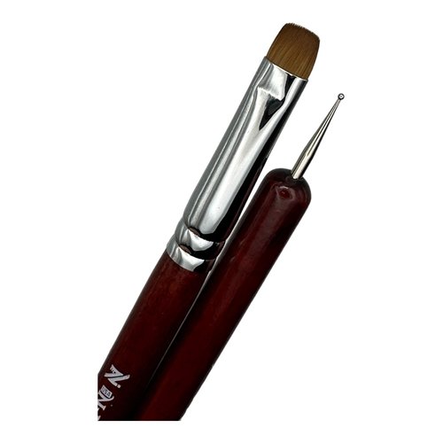 NEVI USA 2-Piece Sable Brush Set: Professional Acrylic French Manicure Clean-up Brush and Bend Nail Dotting Pen | Essential Tools for Precision Nail Art and Clean Cuticles (#10)