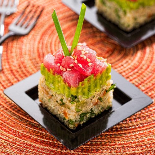 Restaurantware 2.8 x 2.8 Inch Mini Plastic Plates 100 Raised Edge Dessert Plates - Geometric Disposable Black Plastic Square Plates For Appetizers Desserts Or Samples