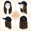 S-noilite Baseball Cap Wig with Hair Extensions 8" Short Curly Wavy Bob Hairstyle Adjustable Hats with Hair Attached for Women Synthetic Brown Wavy Bob Hat Wigs Hair Piece(#10-Ash Brown)