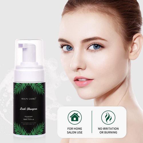 Arison Eyelash Eyelash Extension Shampoo 600ml / Eyelid Foaming Cleanser/Wash for Extensions and Natural Lashes/Paraben & Sulfate Free Safe Makeup & / Professional & Self Use (Aloe)