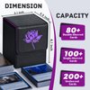 ZLCA Card Deck Box for MTG Cards with 2 Dividers, Card Storage Box Fits 100+ Single Sleeved Cards, PU Leather TCG Card Deck Case Holder for Magic Commander Yugioh (Black&Purple,Lotus)