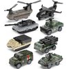 Small Army Toy Cars, Geyiie Die Cast Military Truck Vehicles Toys for Kids, Army Helicopter, Tanks, Mini Car Set as Easter Basket Stuffers Gifts for Boys Girls Age 3-8, East Party Favor