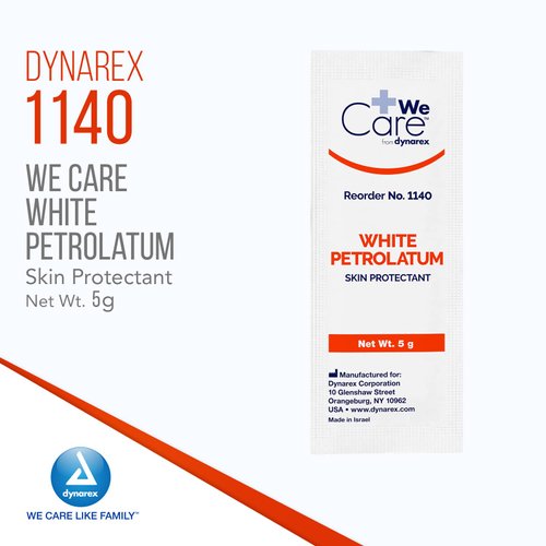 Dynarex White Petrolatum, Petroleum Jelly Ointment to Help Prevent and Treat Skin Irritation, Diaper Rash and Dryness, White, 144 Individual 5 Gram Foil Packs, Dynarex White Petrolatum