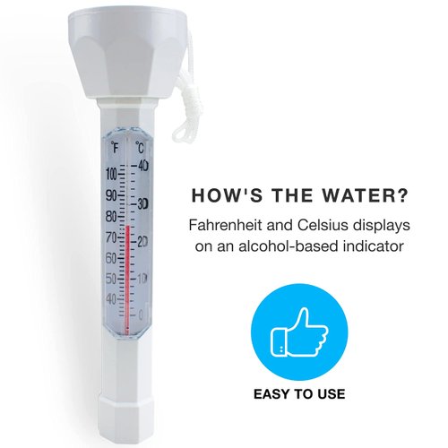 SplashTech Floating Buoy Pool Thermometer with Jumbo EZ Read Display & Cord- Shatter Proof- Swimming Pool Maintenance Equipment for Indoor or Outdoor Swimming Pool, Hot Tub, Jacuzzi, Spa