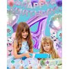 SKRCUI Mermaid Birthday Decorations Little Mermaid Party Decorations Mermaid Party Supplies Set with Mermaid Shell,Banner,Cake Topper,Pom Poms Flowers,Latex Balloons and Number 4 Balloon for Girls