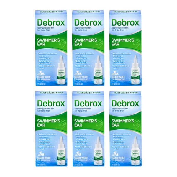 Debrox Swimmer's Ear Drying Drops for Adults & Kids, 1 Fl oz. (Pack of 6)