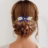 PRETTYLIFE Crystal Bride Wedding Hair Comb Silver Vine Bridal Hair Accessories Party Prom Hair Piece for Women and Girls (#2 - Blue)