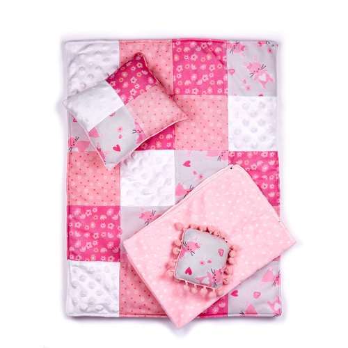 DreamWorld Collections - Quilt - 4 Piece 18 inch Doll Bedding Set - Fits 18 inch Dolls (Dolls not Included)