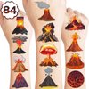 Volcano Temporary Tattoos Themed Fire Birthday Party Decorations Supplies Favors Decor 84PCS Hot Lava Floor Hawaii Dinosaur Tattoo Stickers Gifts For Kids Boys Girls Adults School Prizes Carnival