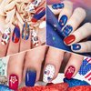 DANNEASY 16 Sheets 4th of July Independence Day Nail Polish Stickers Full Nail Wraps Self Adhesive Nail Polish Strips Gel Fingernail Sticker Nails for Women with Nail File, Cuticle Stick