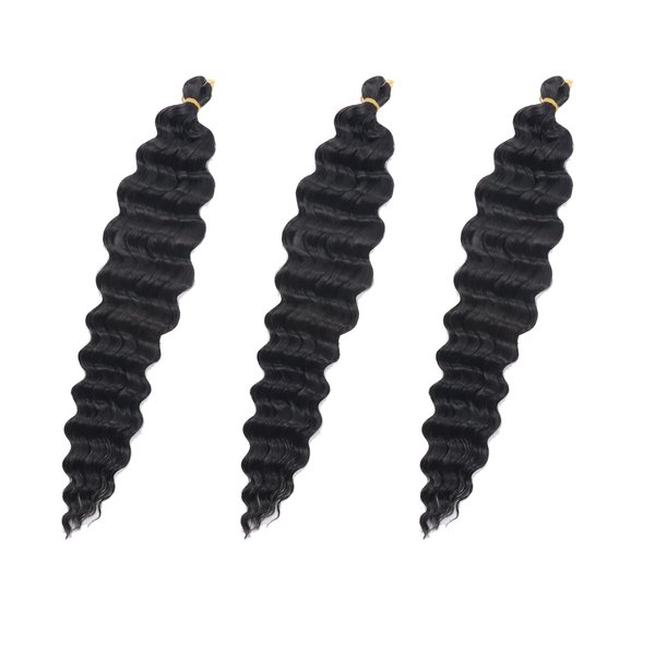 Ocean Wave Crochet Hair Color 2 Deep Wave Crochet Hair Curly Braiding Hair Water Wave Bundles Loose Wave Crochet Hair Goddess Box Braids Crochet Hair Wavy Braiding Hair Dreadlock Extensions(3 Packs)