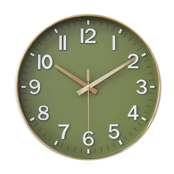 HZDHCLH Wall Clocks Battery Operated,12 inch Silent Non Ticking Modern Wall Clock for Living Room Bedroom Kitchen Office Classroom Decor (Olive Green)