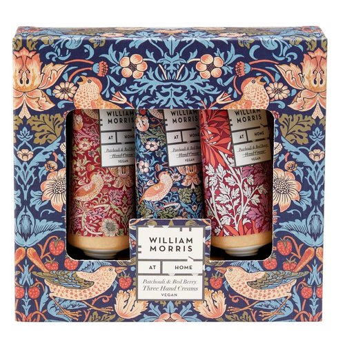 Heathcote & Ivory William Morris At Home Strawberry Thief Patchouli Red Berry Hand Cream Trio