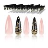 Punk Style Press on Nails Long Stiletto Shape with Mace Design, Glossy Gold Glitter Acrylic False Nails Stick on Nails for Women Girls, Luxury Rhinestones Manicure Art Fake Nails Gel Glue on Nails Y2k