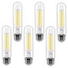 E26 LED Bulb 6W Dimmable, LED Light Bulbs Daylight 5500K E26 Edison Bulb, 700lm Equal 60 Watt AC120V 5 Inch, T10 Led Bulb Tubular for Rustic Pendant, Chandeliers, Wall sconces Pack of 6