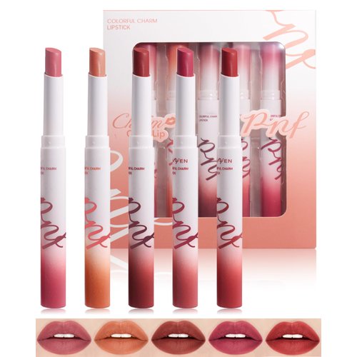 Little Smoke Tube Cigarettes Lipstick Set, 5 Colors Nude Matte Velvet Lipstick Pack, Long Lasting Waterproof Non-Stick Cup Lipstick Lip Crayon, Moisturizing Lip Stain Valentine's Day Gift for Women-A