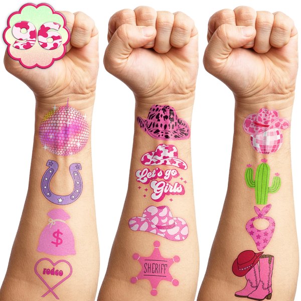 Generic Cowgirl Temporary Tattoos Birthday Party Supplies Decorations 96PCS Tattoos Stickers Super Cute Party Favors Kids Boys Girls Gifts Ideas Classroom School Prizes Themed, Pink