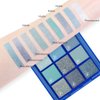 Sapphire Blue Smoky Eye Shadow Palette,Frosty Blue Peacock Blue Navy Blue Royal Blue Green Goth Highly Pigmented Glitter Cream Eyeshadow,Long Lasting Waterproof Blendable Blue Eye Shadow for Women