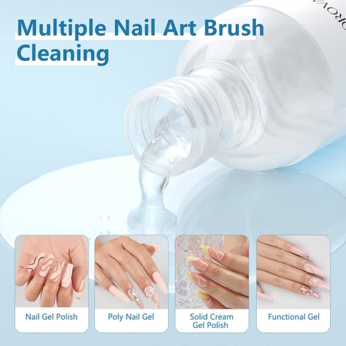 Morovan Poly Gel Slip Solution, 8 oz Nail Slip Solution Nail Extension Gel Liquid Set with Travel Bottle Anti-Stick Slip Solution for Poly Gel Nails Smooth Easy Nail Cleaner DIY Nail Extension Gel Slip Solution