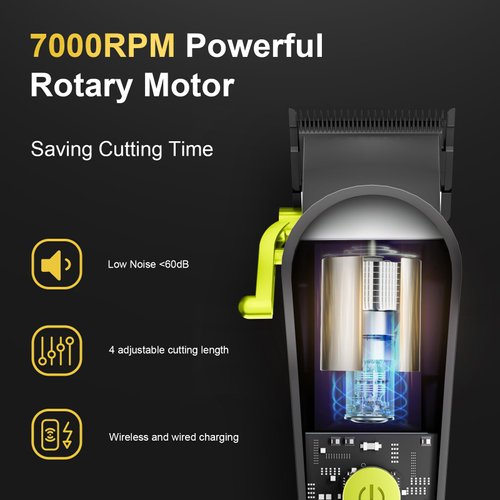 WMARK High Speed Professional Hair Clipper for Men Professional Cordless&Corded Hair Clippers with LCD Display 6 Guide Combs *1comb,Mens Gift-NG-130 (Green)