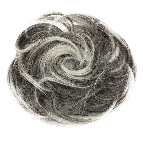 CAISHA by PRETTYSHOP Synthetic Fiber Hairpiece Scrunchie Scrunchy Updo Slightly Wavy Gray Blond Mix G21B