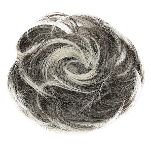 CAISHA by PRETTYSHOP Synthetic Fiber Hairpiece Scrunchie Scrunchy Updo Slightly Wavy Gray Blond Mix G21B