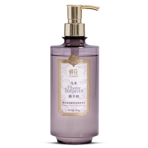 Bee & Flower Moisture Body Wash Fragrance Amino Acid Liquid Soap Mild & Gentle Shower Gel Luxurious Perfume Scented Ebony Bergamot Nourishing Soap Hair Face and Body Soap - 16.8 Fl Oz