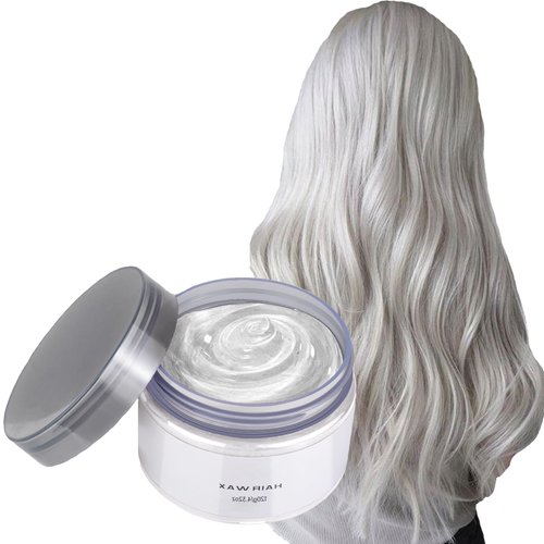 Temporary Hair Color Wax, Washable Hair Wax Dye for Men Women, 4.23 Ounces Hair Styling Clay Ash for Crazy Hair Cosplay Party, Makeup kit Gifts for 8-10-12+ Years Old Girls Kids, Men Women(White)