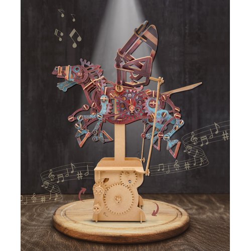 iló 3D Puzzles for Adults, DIY Mechanical Wooden Puzzle Model Kit for Adults & Teens, Building Sets for Kids 14+, Music Box Not Included, STEM Toys Brainteaser, Unique Gift, Decor, Steampunk Pegasus