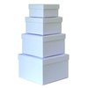 Cypress Lane Square Rigid Gift Boxes, a Nested Set of 4, 3.5x3.5x2 to 6x6x4 inches (White)