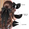 CUBACO 6PCS Hair Bow Clips for Women, Alligator Ribbon Hair Silky Satin Barrettes for Women Kawaii Accessories Bow Clips for Long Thick Hair for Girls Suitable for Birthday Gift (Black Pink)