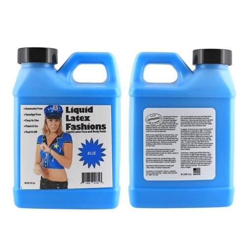 Blue 8 Oz - Liquid Latex Face and Body Paint, Blue Smurf Cosplay, Ideal for Halloween Costume, Parties, Theater, Special Effects!
