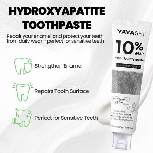 2PCS Hydroxyapatite Toothpastes 10%,Fluoride-Free Toothpaste, Gentle Mint, Fresh Breath, Daily Use for Oral Health 4.23oz (2pcs)