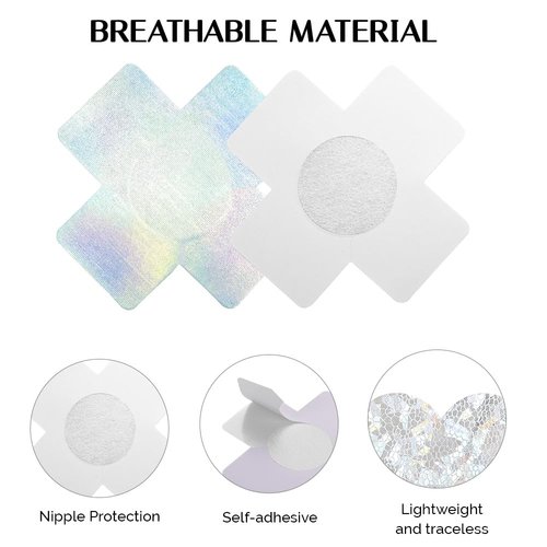 Tripetals Glitters Pasties Nipple Covers Stickers for Women Rave Party 12 Pairs Disposable Sticky Breast Petals Multi Design - Blue and Silver