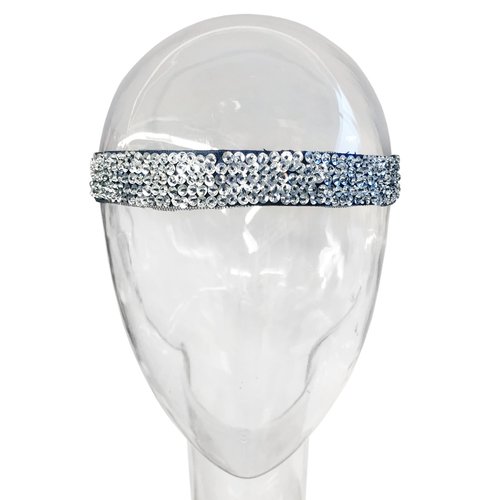 1920s Flapper Headband - Great Gatsby Black Headpiece with Silver Sequins - Affordable Halloween Women's Costume Accessories