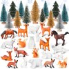 Macarrie 34 Pieces Woodland Animal Figurine Winter Creature Figure Wild Animal Toys Miniature Jungle Creatures Playset Bear Rabbit Squirrel Cake Toppers Gift for New Year Animal Birthday Decorations