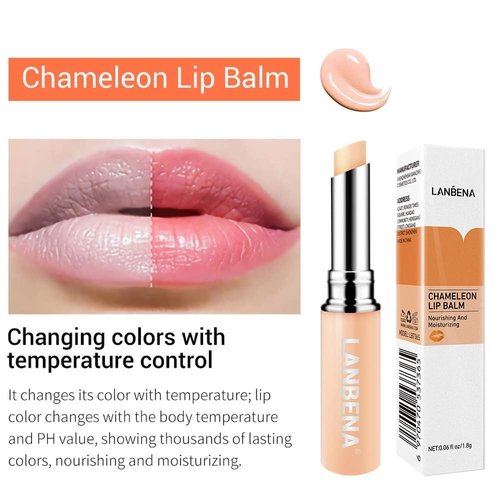 LANBENA Chameleon Lip Balm Nourishing Moisturizing Lip Care Daily Use Natural Extract Beauty Makeup Lipstick lips with temperature-controlled color changes plump lips
