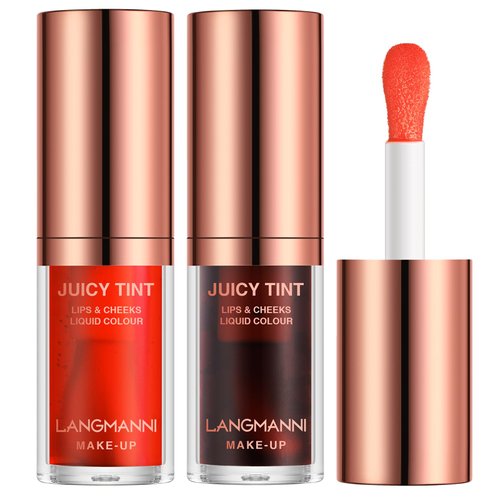 LANGMANNI Lip Stain Set,Liquid Lip Tint Kit With Long-lasting, Waterproof, Lightweight, No-stick Formula, Matte Lip Color Lip Makeup (#1+#4)