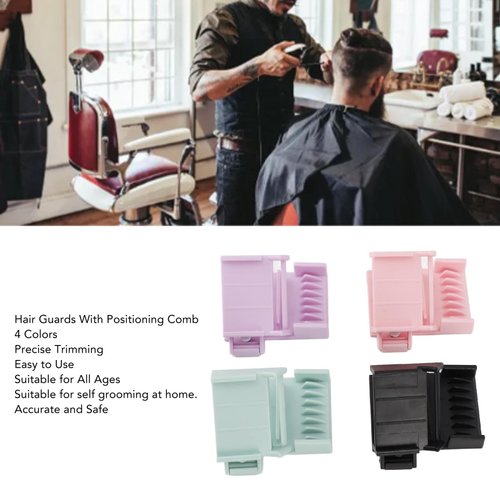 Saluaqui Hair Trimmer Clipper Guard Combs, Nozzle Clipper Guard, Hair Clippers Trimmers Attachment with Positioning Comb, Removing Split Ends, for All Ages, Easy to Use, 4 Colors