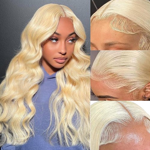 FASHION VILA 613 Lace Front Wig Human Hair 13x4 Blonde Lace Front Wigs Human Hair 180% Density Body Wave 613 Frontal Wig Pre Plucked With Baby Hair (13x4 613 Body Wave Wig, 16 Inch)