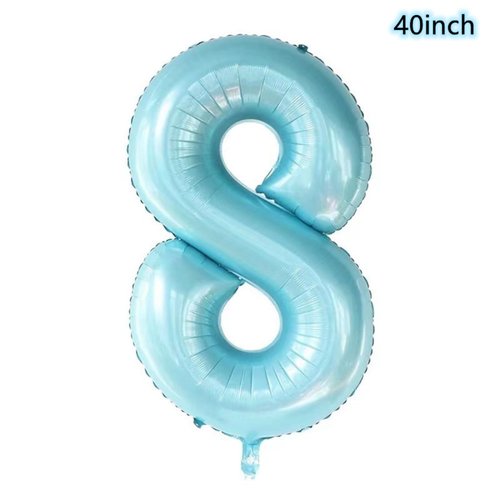 40inch Light Blue Butterfly Number 8 balloons, Giant Big Foil Mylar Helium Numbers Balloons 8, Butterfly Themed Birthday Party Supplies, 8th Birthday Balloons Decorations (8)