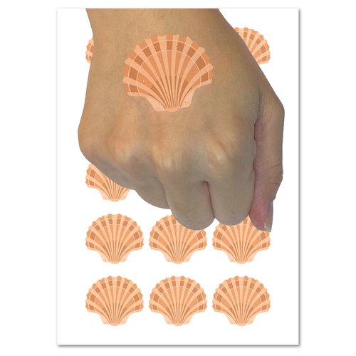 Scallop Seashell Beach Shell Temporary Tattoo Water Resistant Fake Body Art Set Collection - 54 1" Tattoos (1 Sheet)
