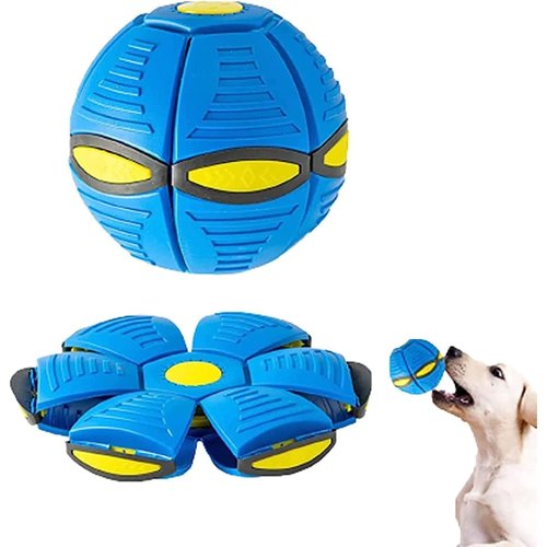 GORGOU Dog Flying Saucer Ball -Light OwowPet Pet Magic Ball Portable Birthday Samll Dog Toy Balls Interactive Herding Decompression Kids Toys((Blue)