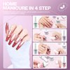 Morovan Dip Powder Liquid Set with Activator Base Top Coat and Dipping Powder Brush Saver 4pcs 0.5oz for Dip Powder Nail Kit