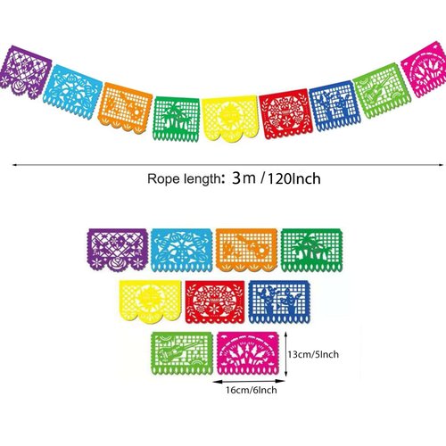 Mexican Felt Banner Picado Banner-Mexican Party Fiesta Felt Banners,Dia De Los Muertos Decorations Party Supplies (flower 1)