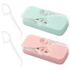 JIBIACB Dental Floss Portable Case/ Dispenser Automatic Dental Floss Picks Cases for Teeth Cleaning,Specialized Floss (Pink+Green)