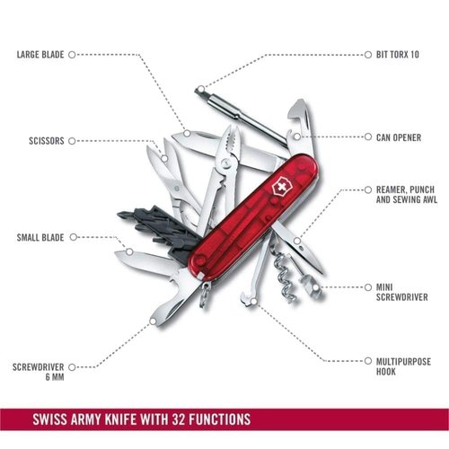 Victorinox - Cybertool 34 Swiss Army Knife (Translucent Red) 17725