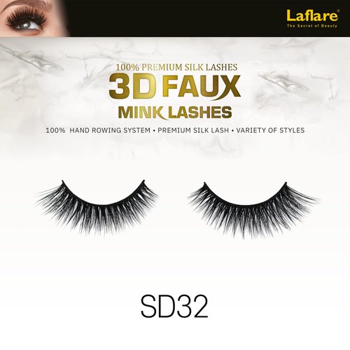 Laflare Silk Lashes 3D FAUX MINK Eyelashes, Light, Reusable, Handmade, Natural Looking, Professional Easy to Apply Eyelashes in a Knitted Style3-3 PACKS BUNDLE SPECIAL (3, SD32)
