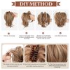CJL HAIR Claw Clip Short Ponytail Hair Extensions Bendable Metals Messy Bun Hair piece Wavy Curly Fake Hairpieces (Dirty Blonde, Straight,8inch)